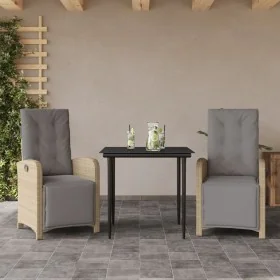 Sillas y mesita de jardín 3 piezas ratán sintético cojín beige de , Conjuntos de jardín - Ref: Foro24-3212584, Precio: 395,33...