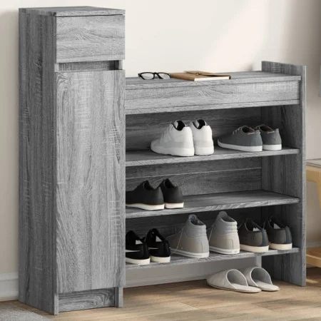 Zapatero madera de ingeniería gris Sonoma 100,5x28x100 cm de , Zapateros y organizadores de calzado - Ref: Foro24-840427, Pre...