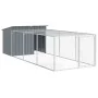 Caseta perros con corral acero galvanizado gris 153x396x110 cm de , Casetas para perros - Ref: Foro24-3214223, Precio: 336,14...