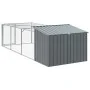 Caseta perros con corral acero galvanizado gris 153x396x110 cm de , Casetas para perros - Ref: Foro24-3214223, Precio: 336,14...