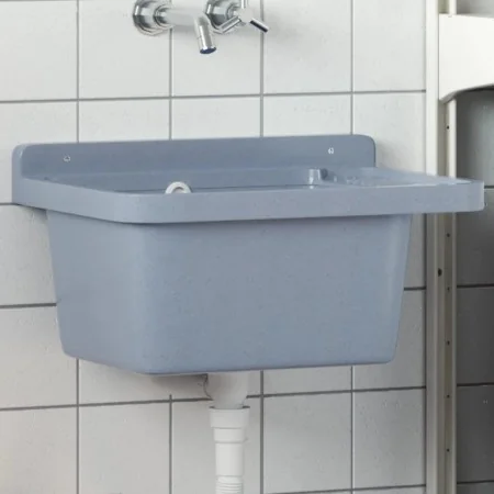 Fregadero lavabo de pared resina gris 50x35x24 cm de , Fregaderos - Ref: Foro24-4002797, Precio: 62,57 €, Descuento: %
