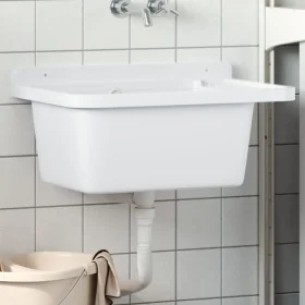 Fregadero utilitario de pared resina blanco 60x40x28 cm de , Fregaderos - Ref: Foro24-4002795, Precio: 80,53 €, Descuento: %