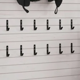 Ganchos de pared en fomra de J 12 unidades acero negro de , Accesorios para riendas de caballos - Ref: Foro24-172460, Precio:...