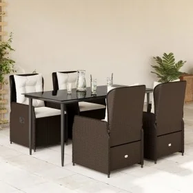 Set comedor de jardín 5 piezas y cojines ratán sintético marrón de , Conjuntos de jardín - Ref: Foro24-3262843, Precio: 518,3...