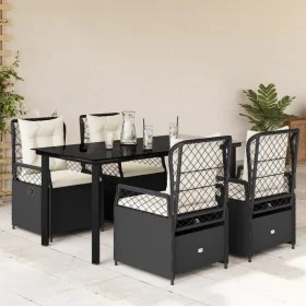 Set de muebles jardín 5 pzas con cojines ratán sintético negro by , Garden sets - Ref: Foro24-3262967, Price: 554,30 €, Disco...
