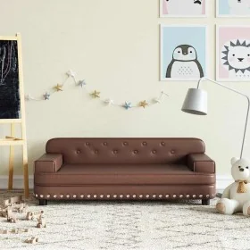 Sofá para niños de cuero sintético marrón 90x53x30 cm de , Mobiliario para bebés y niños pequeños - Ref: Foro24-3196289, Prec...