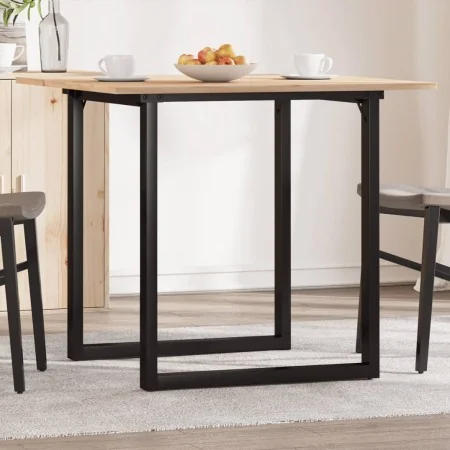 Mesa de comedor marco O madera maciza pino y acero 80x80x75 cm de , Mesas de cocina y de comedor - Ref: Foro24-3282673, Preci...
