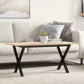 Mesa de centro marco X madera maciza pino y acero 90x40x35 cm de , Mesas de cocina y de comedor - Ref: Foro24-3282686, Precio...