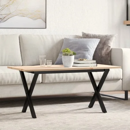 Mesa de centro marco X madera maciza pino y acero 90x40x35 cm de , Mesas de cocina y de comedor - Ref: Foro24-3282686, Precio...