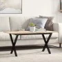 Mesa de centro marco X madera maciza pino y acero 90x40x35 cm de , Mesas de cocina y de comedor - Ref: Foro24-3282686, Precio...