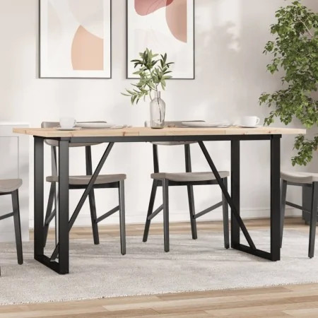 Mesa de comedor marco O madera maciza pino acero 160x80x75,5 cm de , Mesas de cocina y de comedor - Ref: Foro24-3282743, Prec...