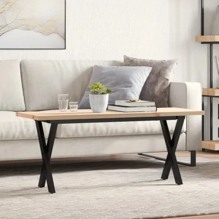 Mesa de centro marco X madera maciza pino y acero 110x40x45,5cm by , Kitchen and dining tables - Ref: Foro24-3282755, Price: ...