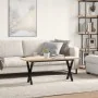 Mesa de centro marco X madera maciza pino y acero 110x40x45,5cm by , Kitchen and dining tables - Ref: Foro24-3282755, Price: ...