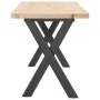 Mesa de centro marco X madera maciza pino y acero 110x40x45,5cm by , Kitchen and dining tables - Ref: Foro24-3282755, Price: ...