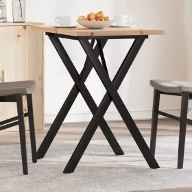 Mesa de comedor marco X madera maciza pino y acero 80x50x75,5cm de , Mesas de cocina y de comedor - Ref: Foro24-3282760, Prec...