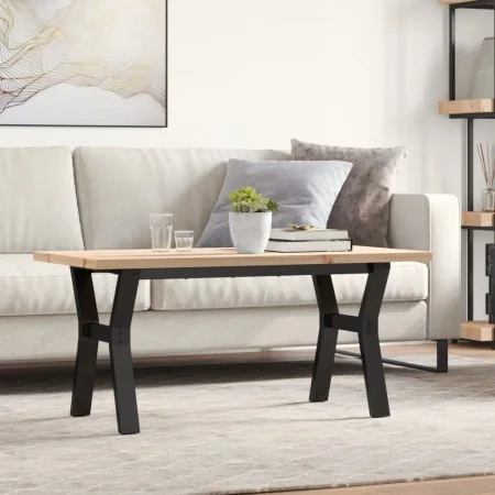 Mesa de centro marco Y madera maciza pino y acero 100x50x45,5cm de , Mesas de cocina y de comedor - Ref: Foro24-3282776, Prec...