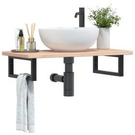 Estante de lavabo de pared de acero y madera maciza de roble by , bathroom vanities - Ref: Foro24-3302329, Price: 68,23 €, Di...
