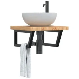 Estante de lavabo de pared de acero y madera maciza de roble by , bathroom vanities - Ref: Foro24-3302411, Price: 97,67 €, Di...