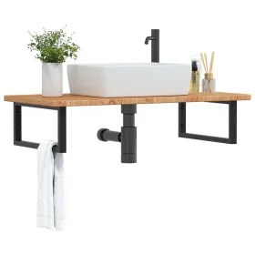 Estante de lavabo de pared de acero y madera maciza de roble by , bathroom vanities - Ref: Foro24-3302397, Price: 119,28 €, D...