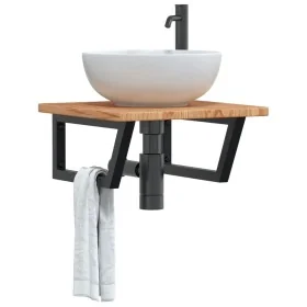 Estante de lavabo de pared de acero y madera maciza de roble by , bathroom vanities - Ref: Foro24-3302395, Price: 92,35 €, Di...