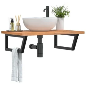 Estante de lavabo de pared de acero y madera maciza de haya de , Tocadores de baño - Ref: Foro24-3302451, Precio: 97,20 €, De...