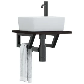 Estante de lavabo de pared de acero y madera maciza de roble de , Tocadores de baño - Ref: Foro24-3302575, Precio: 60,88 €, D...