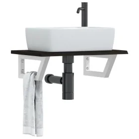 Estante de lavabo de pared de acero y madera maciza de roble by , bathroom vanities - Ref: Foro24-3302582, Price: 67,46 €, Di...
