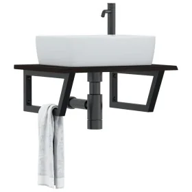 Estante de lavabo de pared de acero y madera maciza de roble de , Tocadores de baño - Ref: Foro24-3302619, Precio: 84,20 €, D...