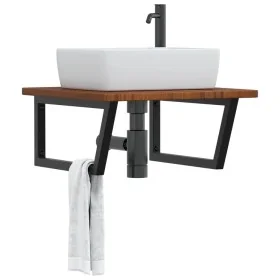 Estante de lavabo de pared de acero y madera maciza de roble by , bathroom vanities - Ref: Foro24-3302487, Price: 105,50 €, D...