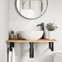 Estante de lavabo de pared acero y madera maciza de acacia de , Tocadores de baño - Ref: Foro24-3302717, Precio: 71,47 €, Des...
