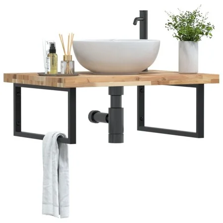 Estante de lavabo de pared acero y madera maciza de acacia by , bathroom vanities - Ref: Foro24-3302909, Price: 154,65 €, Dis...