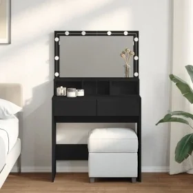 Tocador con luces LED negro 80x41x134,5 cm de , Tocadores para dormitorios - Ref: Foro24-848186, Precio: 169,09 €, Descuento: %