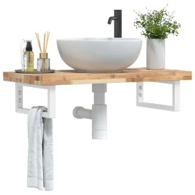 Estante de lavabo de pared acero y madera maciza de acacia de , Tocadores de baño - Ref: Foro24-3302692, Precio: 93,04 €, Des...