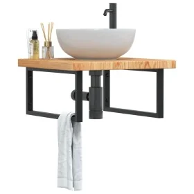 Estante de lavabo de pared de acero y madera maciza de roble de , Tocadores de baño - Ref: Foro24-3302493, Precio: 135,22 €, ...
