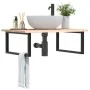 Estante de lavabo de pared de acero y madera maciza de roble de , Tocadores de baño - Ref: Foro24-3302633, Precio: 95,37 €, D...