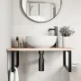 Estante de lavabo de pared de acero y madera maciza de roble de , Tocadores de baño - Ref: Foro24-3302633, Precio: 95,37 €, D...