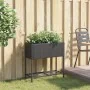 Jardinera con estante ratán sintético negro by , Pots and planters - Ref: Foro24-366387, Price: 64,52 €, Discount: %