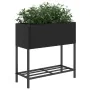 Jardinera con estante ratán sintético negro by , Pots and planters - Ref: Foro24-366387, Price: 64,52 €, Discount: %