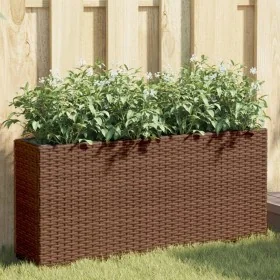 Jardinera con 2 maceteros de ratán sintético marrón 90x20x40 cm de , Maceteros y jardineras - Ref: Foro24-366408, Precio: 61,...