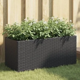 Jardinera de jardín con 2 maceteros ratán PE negro 72x30x32 cm de , Maceteros y jardineras - Ref: Foro24-366422, Precio: 46,5...