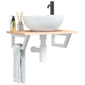 Estante de lavabo de pared de acero y madera maciza de roble by , bathroom vanities - Ref: Foro24-3302542, Price: 59,74 €, Di...