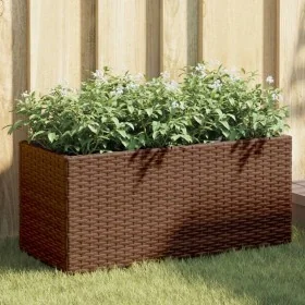 Jardineras con 2 maceteros 2 uds ratán PE marrón 72x30x32 cm de , Maceteros y jardineras - Ref: Foro24-3210529, Precio: 85,73...