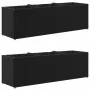 Jardineras con 3 maceteros 2 uds ratán PE negro 105x30x32 cm by , Pots and planters - Ref: Foro24-3210522, Price: 120,43 €, D...