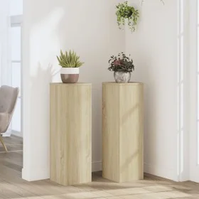 Soportes de plantas 2 uds madera roble Sonoma 25x25x80 cm de , Soportes para macetas - Ref: Foro24-852944, Precio: 67,74 €, D...