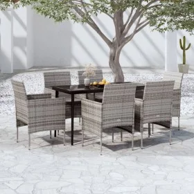 Juego de comedor de jardín 7 piezas con cojines gris y negro de , Conjuntos de jardín - Ref: Foro24-3099314, Precio: 495,82 €...