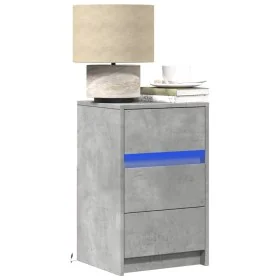 Mesita de noche con luces LED madera ingeniería gris hormigón de , Mesitas de noche - Ref: Foro24-852015, Precio: 79,05 €, De...