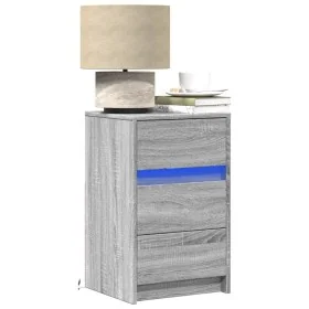 Mesita de noche con luces LED madera de ingeniería gris Sonoma de , Mesitas de noche - Ref: Foro24-852017, Precio: 63,54 €, D...