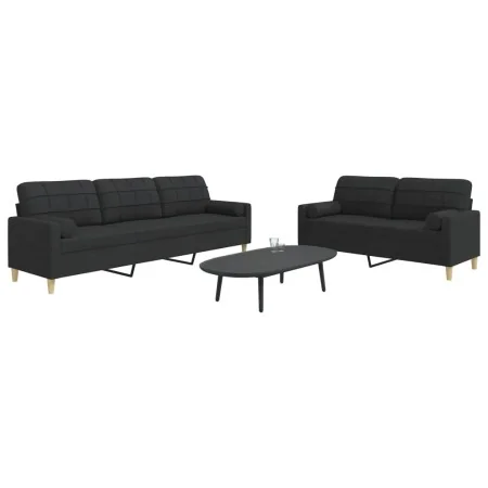 Juego de sofás con cojines 2 piezas tela negro by , Sofas - Ref: Foro24-3278339, Price: 544,74 €, Discount: %