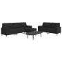 Juego de sofá 3 piezas con reposapiés y cojines tela negro von , Sofas - Ref: Foro24-3278347, Preis: 602,35 €, Rabatt: %