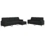 Juego de sofá 3 piezas con reposapiés y cojines tela negro von , Sofas - Ref: Foro24-3278347, Preis: 602,35 €, Rabatt: %